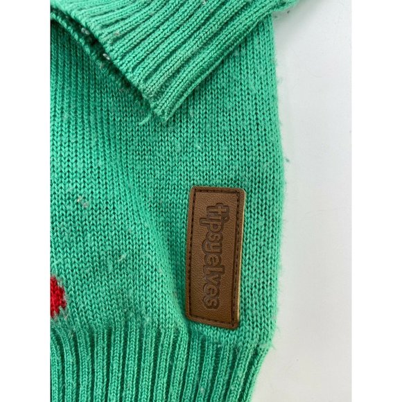 Tipsy Elves Women’s Office Christmas Party PUG Dog Green Knit Sweater Size XS - Picture 2 of 7